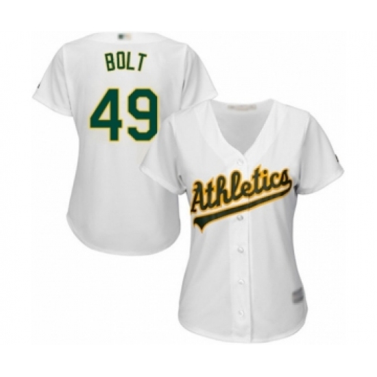 Women's Oakland Athletics #49 Skye Bolt Authentic White Home Cool Base Baseball Player Jersey - Ujersey