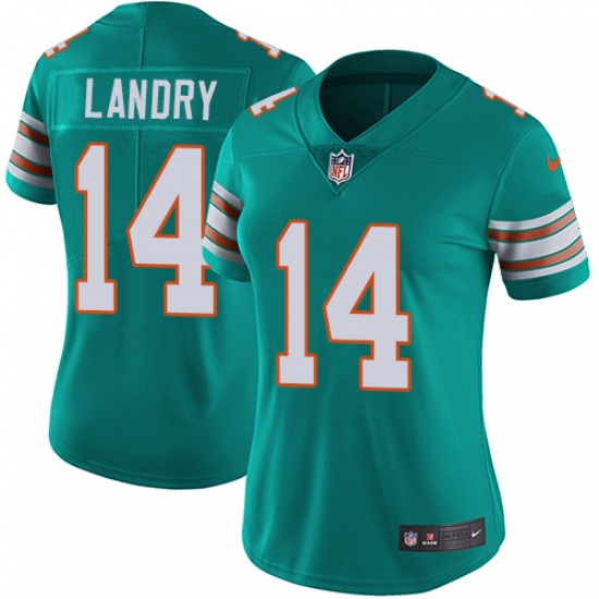 Women's Nike Miami Dolphins #14 Jarvis Landry Elite Aqua Green Alternate NFL Jersey - Ujersey