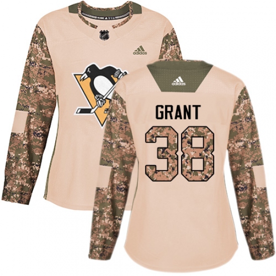 Women's Adidas Pittsburgh Penguins #38 Derek Grant Authentic Camo Veterans Day Practice NHL Jersey - Ujersey