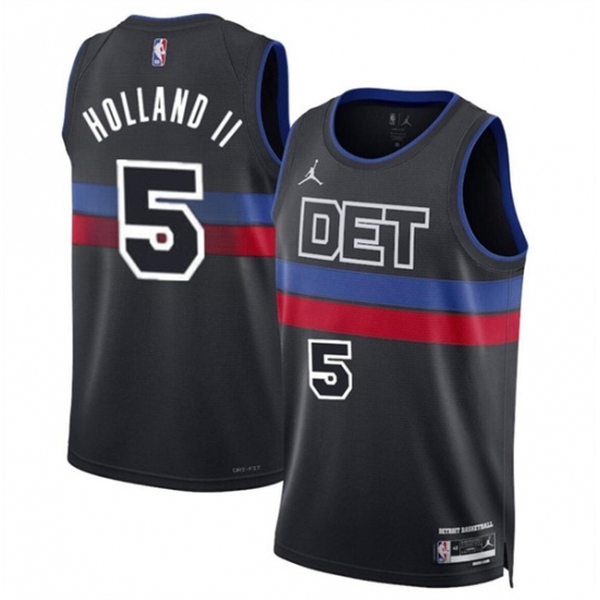 Men's Detroit Pistons #5 Ron Holland II Black 2024 Draft Statement Edition Stitched Jersey - Ujersey
