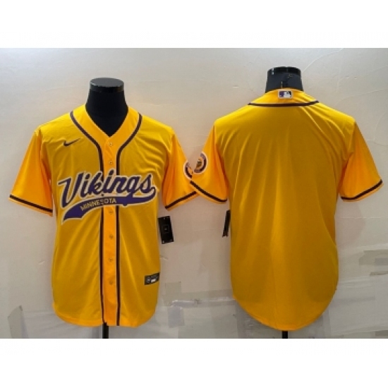Men's Minnesota Vikings Blank Gold Stitched MLB Cool Base Nike Baseball Jersey - Ujersey