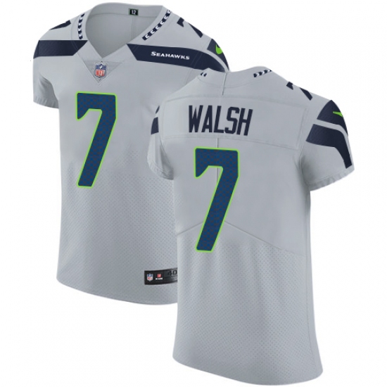 Men's Nike Seattle Seahawks #7 Blair Walsh Grey Alternate Vapor Untouchable Elite Player NFL Jersey - Ujersey