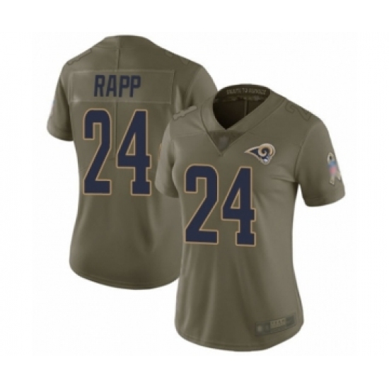 Women's Los Angeles Rams #24 Taylor Rapp Limited Olive 2017 Salute to Service Football Jersey - Ujersey