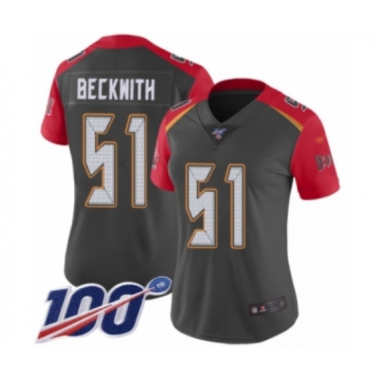 Women's Tampa Bay Buccaneers #51 Kendell Beckwith Limited Gray Inverted Legend 100th Season Football Jersey - Ujersey