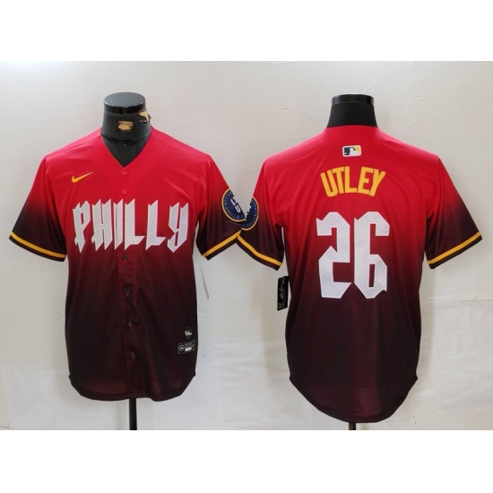 Men's Philadelphia Phillies #26 Chase Utley Red 2024 City Connect Limited Stitched Jersey - Ujersey