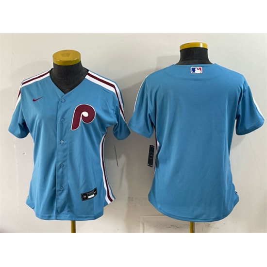 Women's Philadelphia Phillies Blank Blue Stitched Baseball Jersey(Run Small) - Ujersey