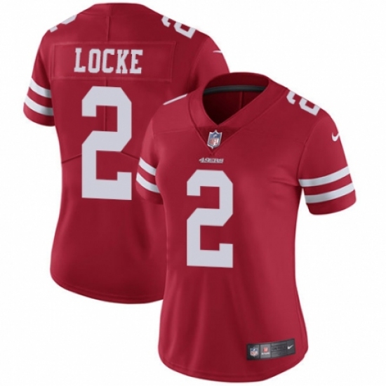 Women's Nike San Francisco 49ers #2 Jeff Locke Red Team Color Vapor Untouchable Elite Player NFL Jersey - Ujersey