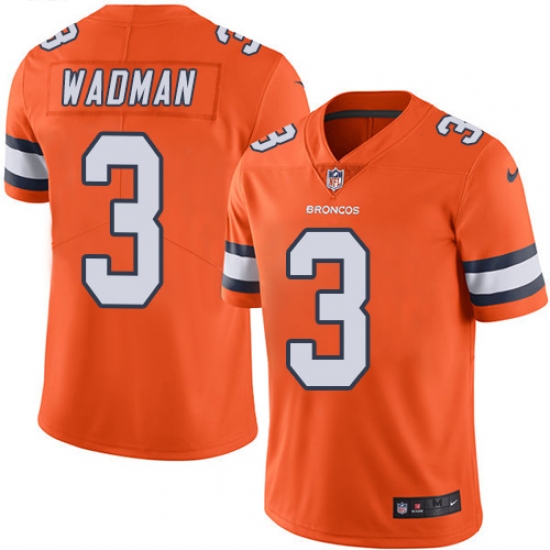 Men's Nike Denver Broncos #3 Colby Wadman Limited Orange Rush Vapor Untouchable NFL Jersey - Ujersey