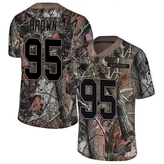 Youth Carolina Panthers #95 Derrick Brown Camo Stitched NFL Limited Rush Realtree Jersey - Ujersey
