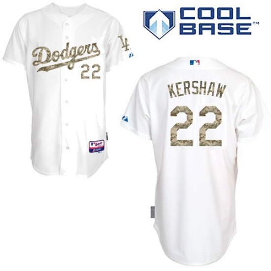 Men's Majestic Los Angeles Dodgers #22 Clayton Kershaw Replica White USMC Cool Base MLB Jersey - Ujersey