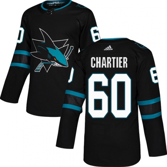 Men's Adidas San Jose Sharks #60 Rourke Chartier Premier Black Alternate NHL Jersey - Ujersey