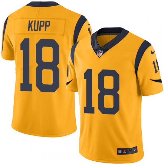 Men's Nike Los Angeles Rams #18 Cooper Kupp Limited Gold Rush Vapor Untouchable NFL Jersey - Ujersey