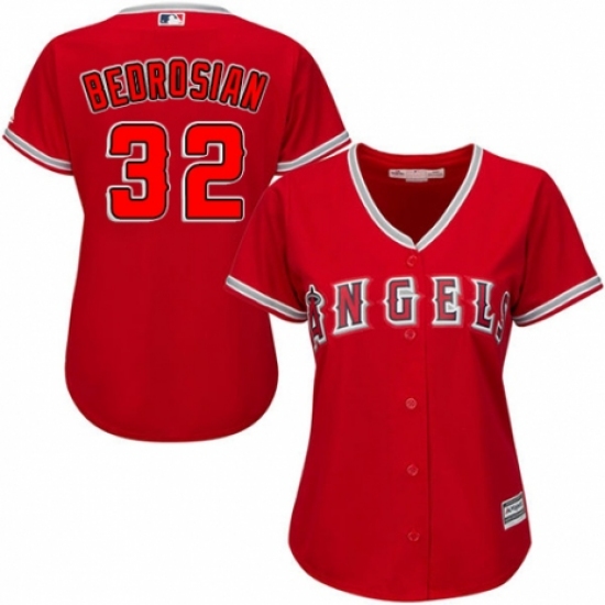 Women's Majestic Los Angeles Angels of Anaheim #32 Cam Bedrosian Replica Red Alternate MLB Jersey - Ujersey