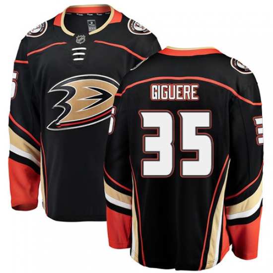 Men's Anaheim Ducks #35 Jean-Sebastien Giguere Fanatics Branded Black Home Breakaway NHL Jersey - Ujersey
