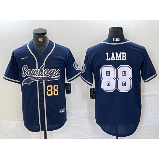 Men's Dallas Cowboys #88 CeeDee Lamb Navy Cool Base Stitched Baseball Jerseys - Ujersey