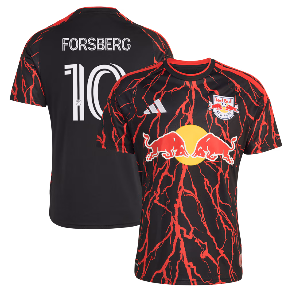 Men's New York Red Bulls Emil Forsberg adidas Black 2026 The Rooted Kit Replica Jersey - Ujersey NHL