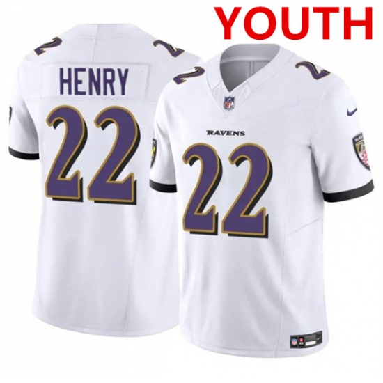 Youth Baltimore Ravens #22 Derrick Henry White 2023 F.U.S.E. Football Stitched Jersey - Ujersey