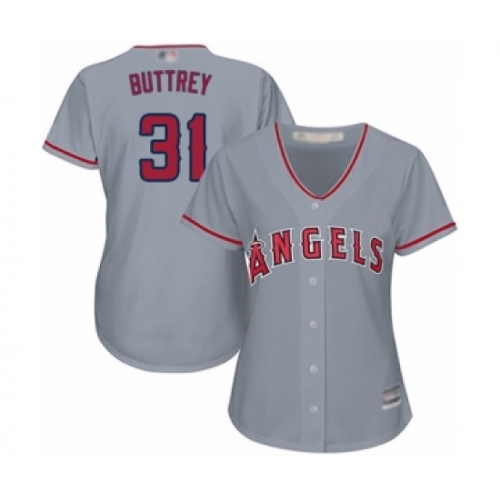 Women's Los Angeles Angels of Anaheim #31 Ty Buttrey Authentic Grey Road Cool Base Baseball Player Jersey - Ujersey