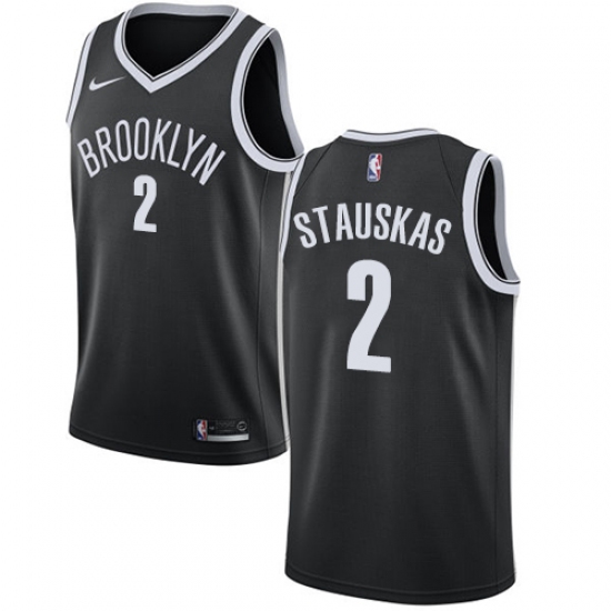 Youth Nike Brooklyn Nets #2 Nik Stauskas Swingman Black Road NBA Jersey - Icon Edition - Ujersey