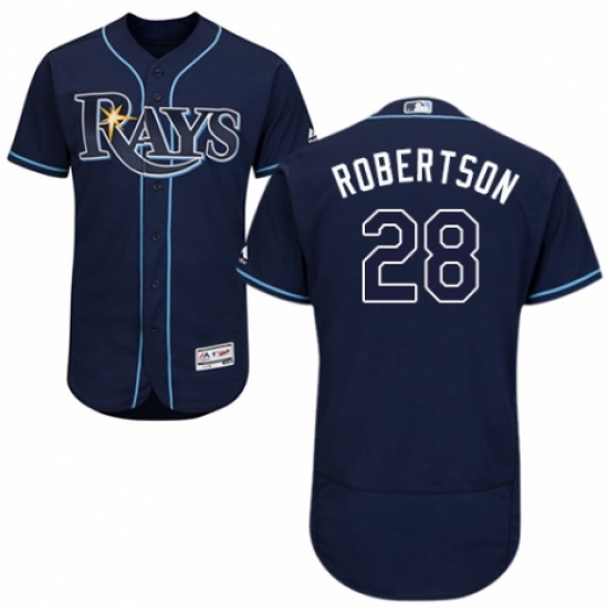 Men's Majestic Tampa Bay Rays #28 Daniel Robertson Navy Blue Alternate Flex Base Authentic Collection MLB Jersey - Ujersey