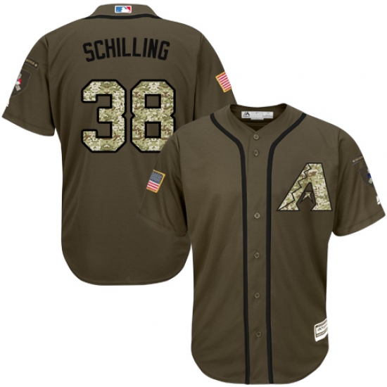 Youth Majestic Arizona Diamondbacks #38 Curt Schilling Authentic Green Salute to Service MLB Jersey - Ujersey