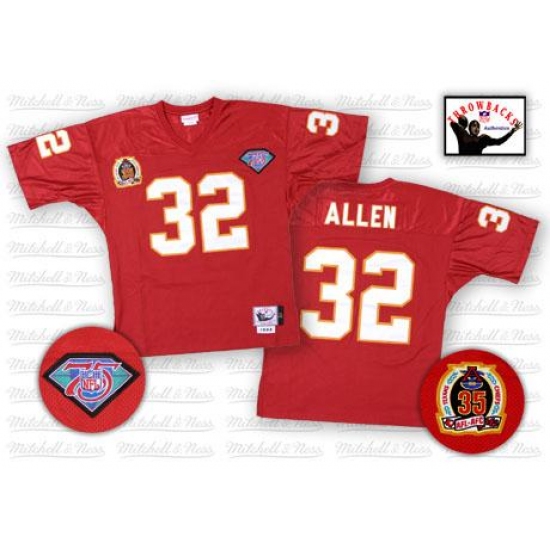 Mitchell And Ness Kansas City Chiefs #32 Marcus Allen Red 75TH Patch Authentic Throwback NFL Jersey - Ujersey