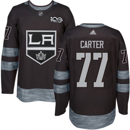 Men's Adidas Los Angeles Kings #77 Jeff Carter Premier Black 1917-2017 100th Anniversary NHL Jersey - Ujersey