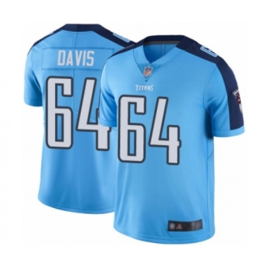 Men's Tennessee Titans #64 Nate Davis Limited Light Blue Rush Vapor Untouchable Football Jersey - Ujersey