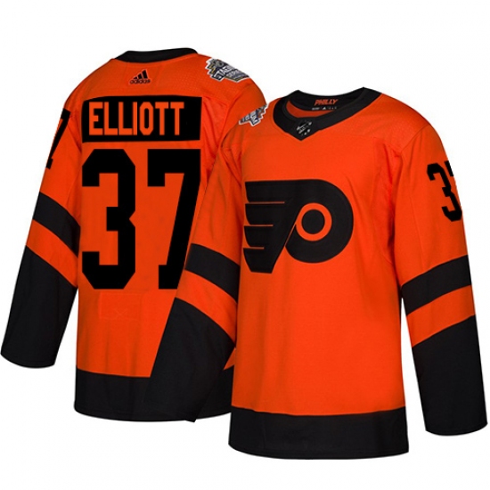 Men's Adidas Philadelphia Flyers #37 Brian Elliott Orange Authentic 2019 Stadium Series Stitched NHL Jersey - Ujersey