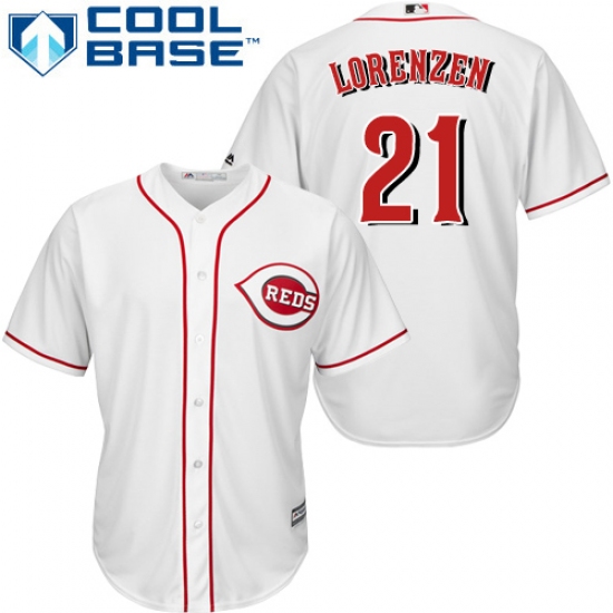 Youth Majestic Cincinnati Reds #21 Michael Lorenzen Authentic White Home Cool Base MLB Jersey - Ujersey