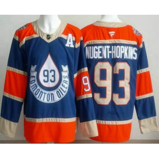 Men's Edmonton Oilers #93 Ryan Nugent Hopkins Blue Heritage Classic Authentic Jersey - Ujersey