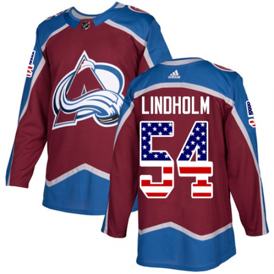 Men's Adidas Colorado Avalanche #54 Anton Lindholm Authentic Burgundy Red USA Flag Fashion NHL Jersey - Ujersey