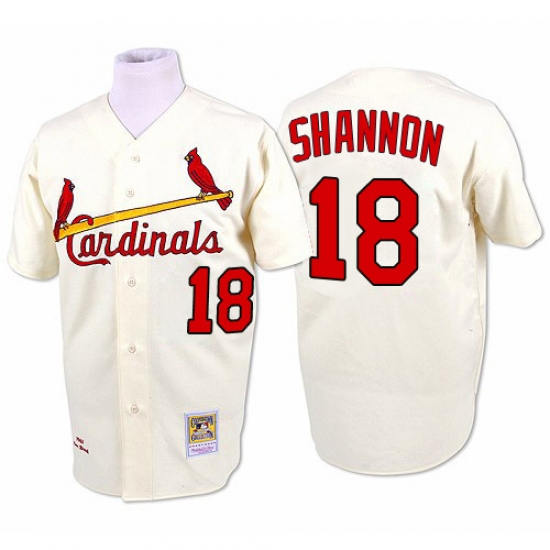 Men's Mitchell and Ness St. Louis Cardinals #18 Mike Shannon Replica Cream 1964 Throwback MLB Jersey - Ujersey