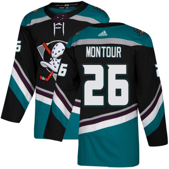 Youth Adidas Anaheim Ducks #26 Brandon Montour Authentic Black Teal Third NHL Jersey - Ujersey