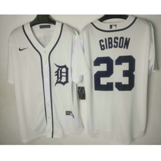 Men's Detroit Tigers #23 Kirk Gibson White Stitched Cool Base Jersey - Ujersey