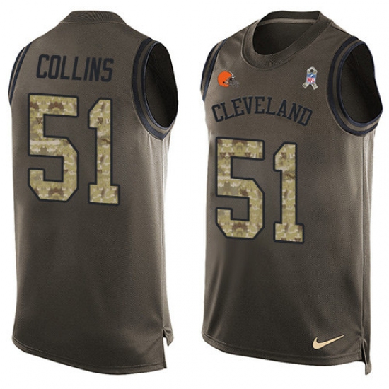 Men's Nike Cleveland Browns #51 Jamie Collins Limited Green Salute to Service Tank Top NFL Jersey - Ujersey