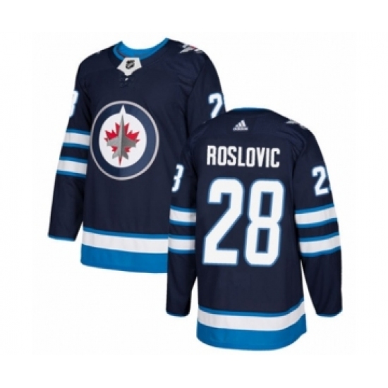 Men's Adidas Winnipeg Jets #28 Jack Roslovic Authentic Navy Blue Home NHL Jersey - Ujersey