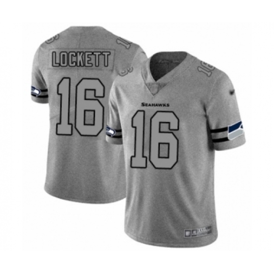 Men's Seattle Seahawks #16 Tyler Lockett Limited Gray Team Logo Gridiron Football Jersey - Ujersey