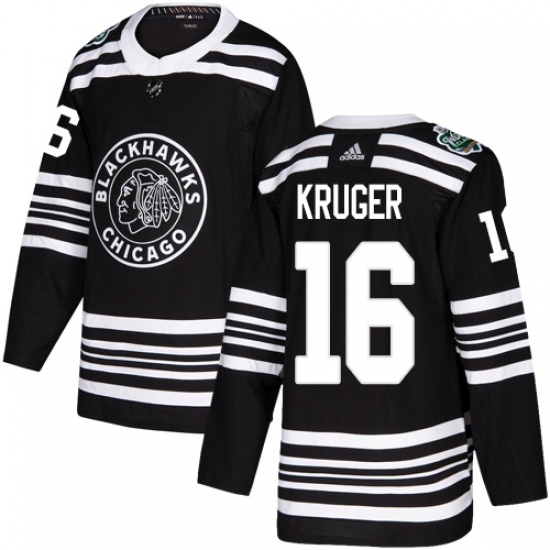 Men's Adidas Chicago Blackhawks #16 Marcus Kruger Authentic Black 2019 Winter Classic NHL Jersey - Ujersey