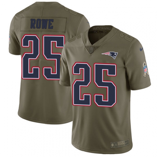 Youth Nike New England Patriots #25 Eric Rowe Limited Olive 2017 Salute to Service NFL Jersey - Ujersey