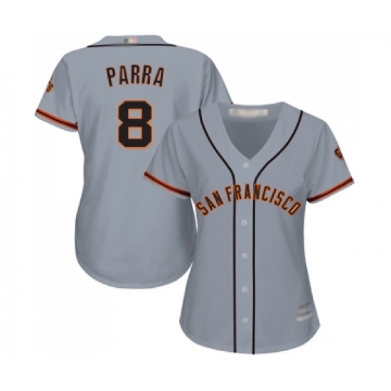 Women's San Francisco Giants #8 Gerardo Parra Replica Grey Road Cool Base Baseball Jersey - Ujersey