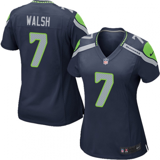 Women's Nike Seattle Seahawks #7 Blair Walsh Game Steel Blue Team Color NFL Jersey - Ujersey