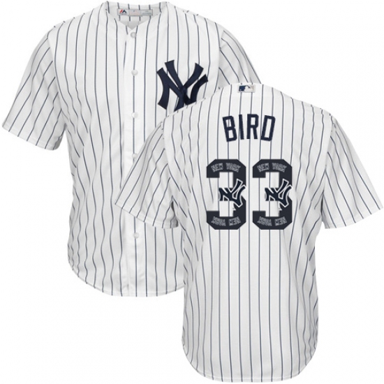 Men's Majestic New York Yankees #33 Greg Bird Authentic White Team Logo Fashion MLB Jersey - Ujersey