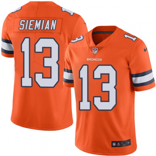 Men's Nike Denver Broncos #13 Trevor Siemian Elite Orange Rush Vapor Untouchable NFL Jersey - Ujersey