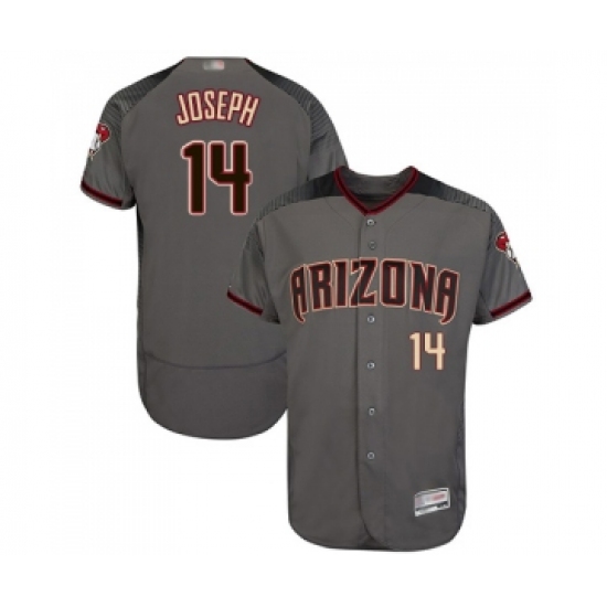 Men's Arizona Diamondbacks #14 Caleb Joseph Grey Road Authentic Collection Flex Base Baseball Jersey - Ujersey