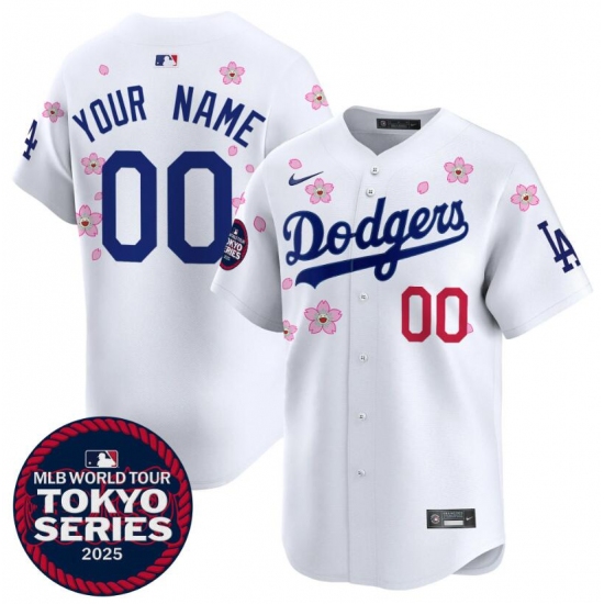 Men's Los Angeles Dodgers Active Player Custom White 2025 Tokyo Series Limited Stitched Baseball Jersey - Ujersey