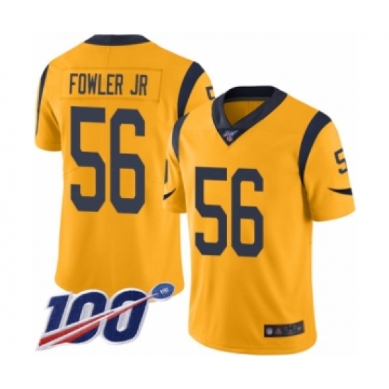 Men's Los Angeles Rams #56 Dante Fowler Jr Limited Gold Rush Vapor Untouchable 100th Season Football Jersey - Ujersey