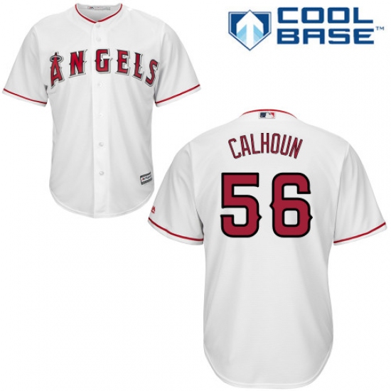 Men's Majestic Los Angeles Angels of Anaheim #56 Kole Calhoun Replica White Home Cool Base MLB Jersey - Ujersey