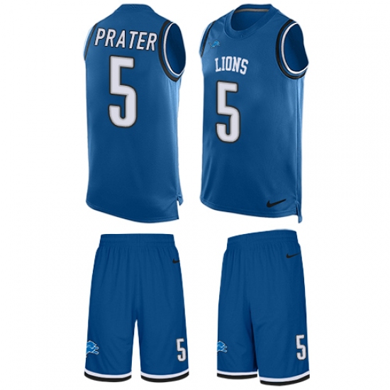 Men's Nike Detroit Lions #5 Matt Prater Limited Light Blue Tank Top Suit NFL Jersey - Ujersey
