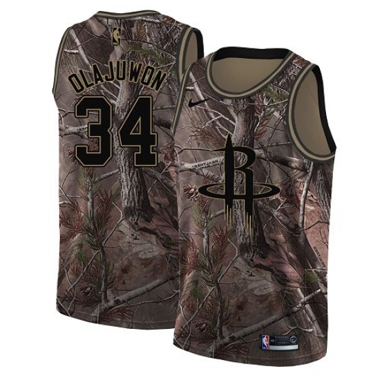Youth Nike Houston Rockets #34 Hakeem Olajuwon Camo NBA Swingman Realtree Collection Jersey - Ujersey